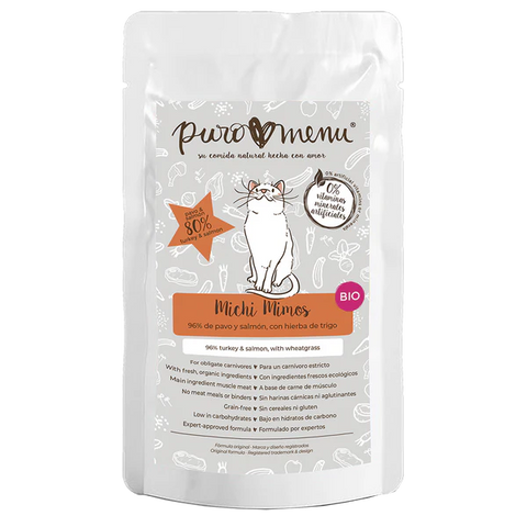 Puromenu gato - Comida húmeda completa Bio de pavo y salmón