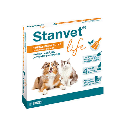 Stanvet Life - 4 Pipetas naturales repelentes para perro y gato