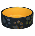 Comedero de cerámica huellas amarillo